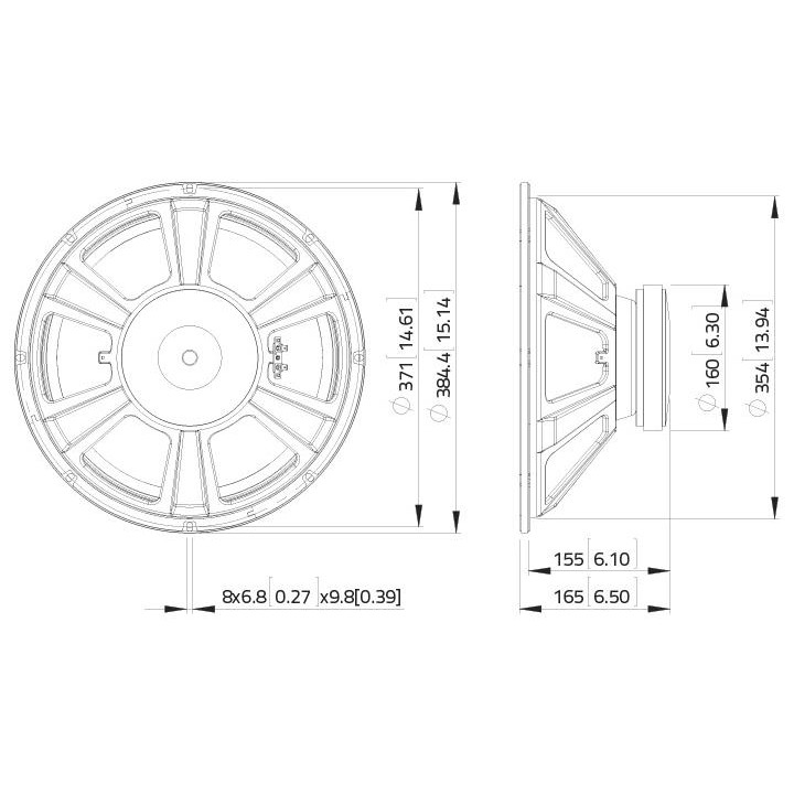 Lavoce - WSF152.50 15" Woofer Ferrite Magnet Steel Basket Driver - Cone / Speaker 15" | Z-Bombilla
