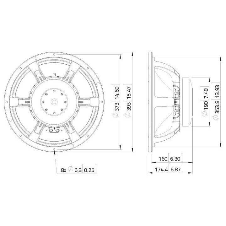 Lavoce - WAF153.00 15" Woofer Ferrite Magnet Aluminium Basket Driver - Con / Altaveu 15" | Z-Bombilla