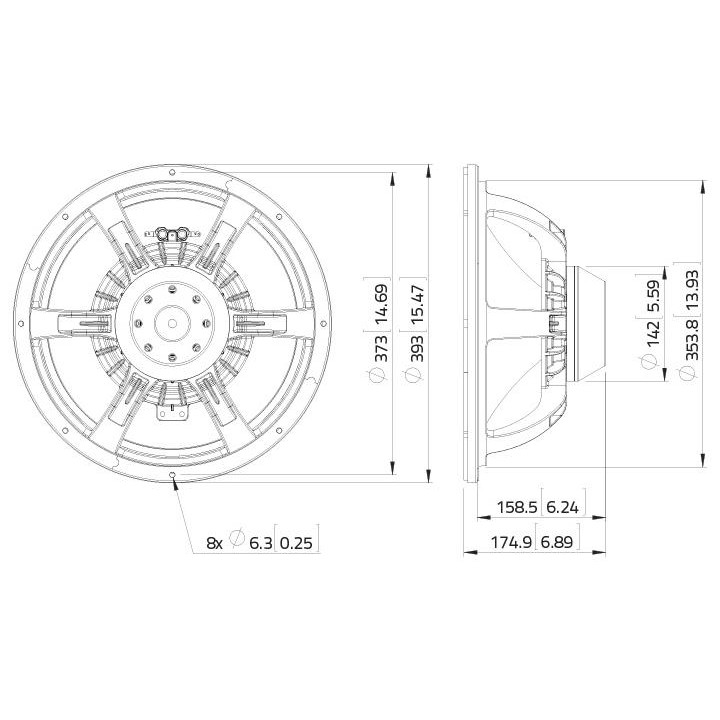 Lavoce - WAN153.00 15" Woofer Neodymium Magnet Aluminium Basket Driver - Con / Altaveu 15" | Z-Bombilla