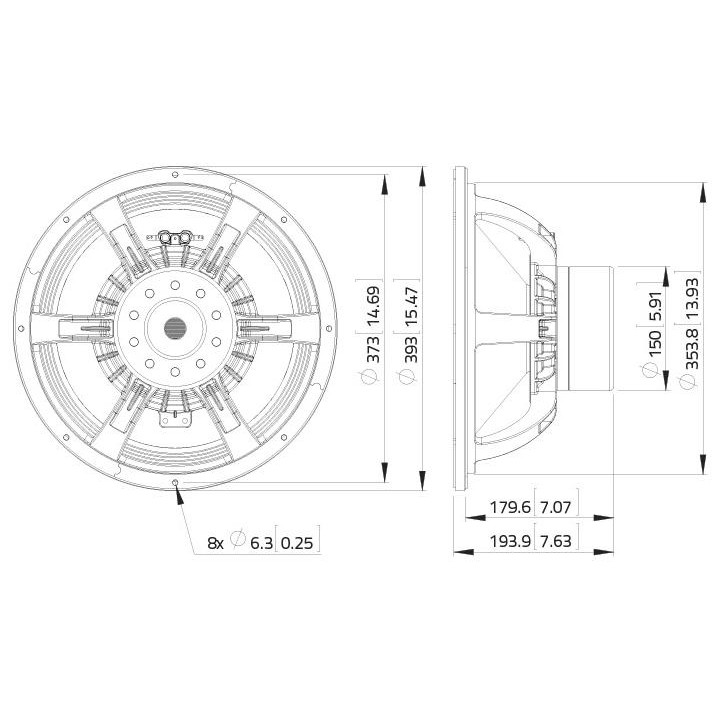 Lavoce - WAN154.00 15" Subwoofer Neodymium Magnet Aluminium Basket Driver - Con / Altaveu 15" | Z-Bombilla