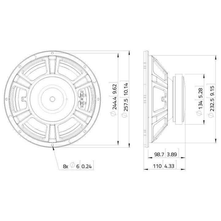 Lavoce - FBASS10-18 10" Bass Guitar Woofer Ferrite Magnet Steel Basket Driver - Cone / Speaker 10" | Z-Bombilla