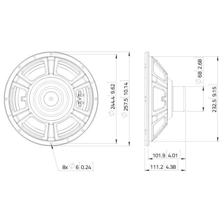 Lavoce - NBASS10-20 10" Bass Guitar Woofer Neodymium Magnet Steel Basket Driver - Cone / Speaker 10" | Z-Bombilla