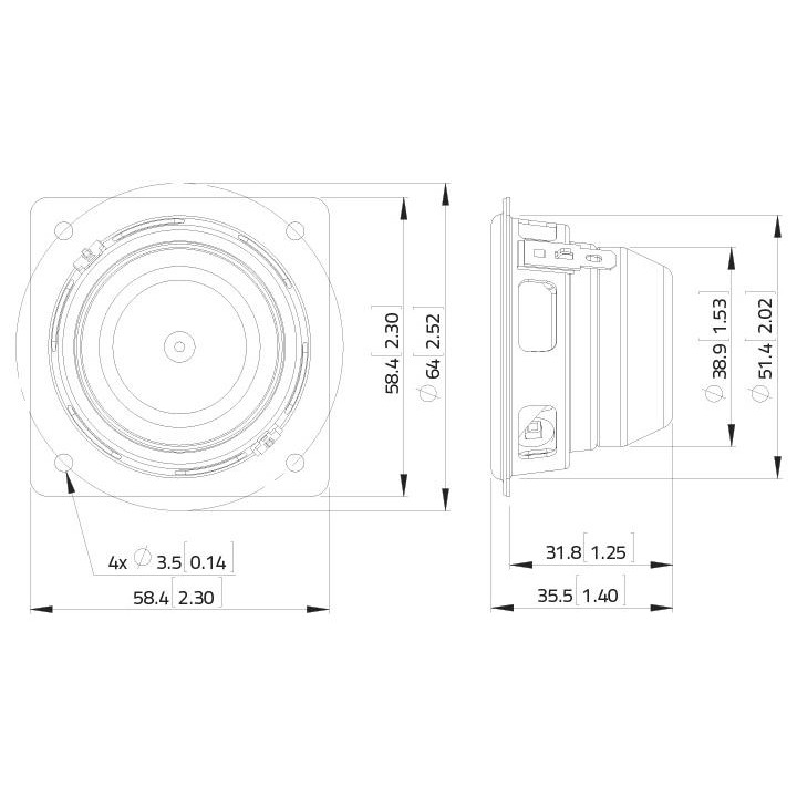 Lavoce - FSN020.72 2" Fullrange Neodymium Magnet Steel Basket Driver - Cone / Speaker 3"/ 4" / 5" | Z-Bombilla