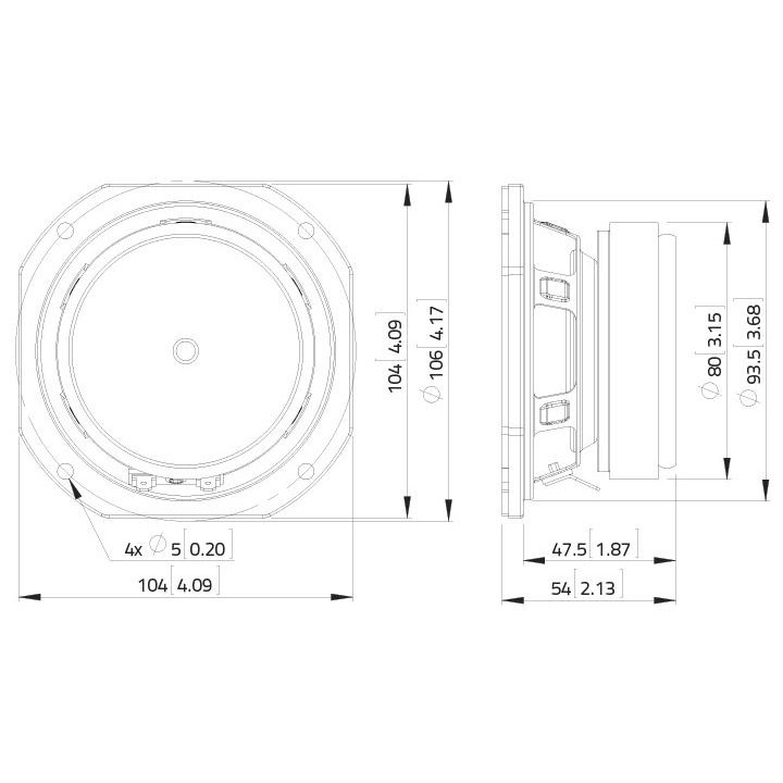 Lavoce - FSF041.00 4" Fullrange Ferrite Magnet Steel Basket Driver - Cone / Speaker 3"/ 4" / 5" | Z-Bombilla