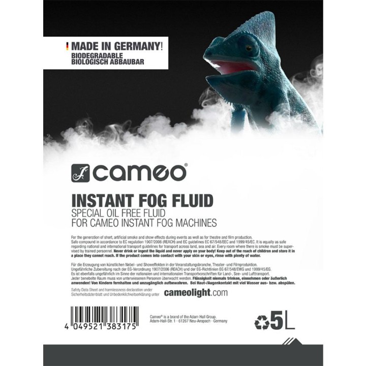 Cameo - INSTANT FOG FLUID 5 L - Fumaça Líquida | Z-Bombilla