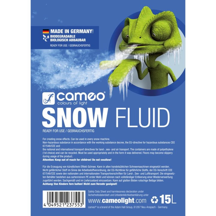 Cameo - SNOW FLUID 15 L - Líquido de Humo | Z-Bombilla
