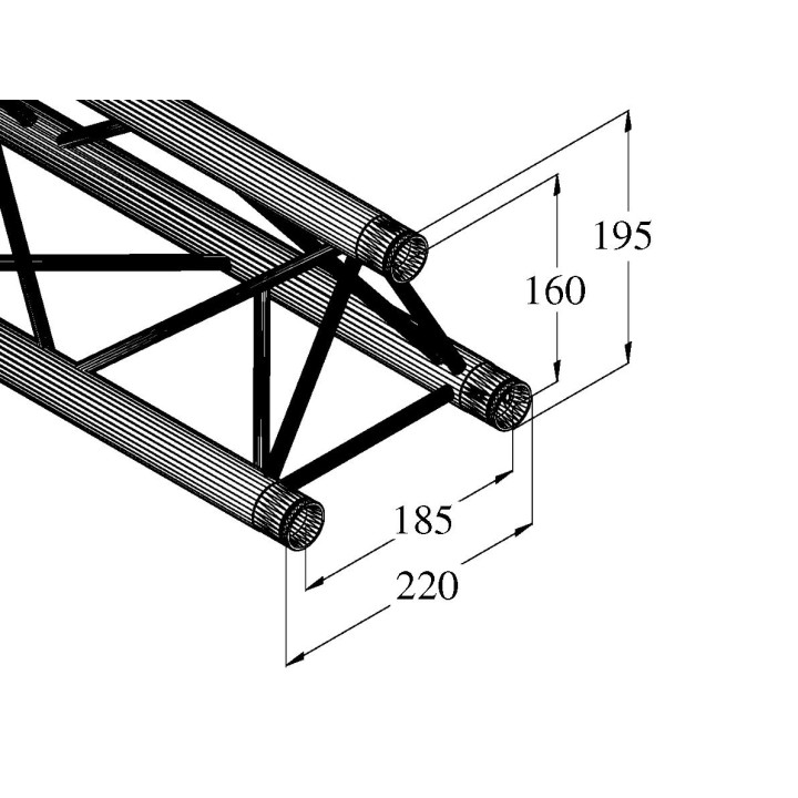 Alutruss - DECOLOCK DQ3-S4000 3-Way Cross Beam bk - 3 Points Aluminium Truss 22 x 22 cm | Z-Bombilla