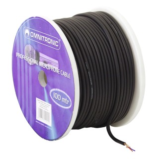 Omnitronic - Microphone cable 2x0.22 100m bk + plugs - Cabo Som - Micro Cabo ou DMX | Z-Bombilla