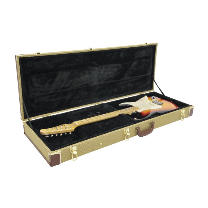 Dimavery - Wooden Case for E-Guitars, tweed - Case for electric Guitar | Z-Bombilla