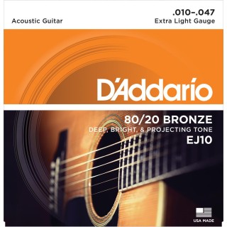 D'addario - EJ10 - 80/20 BRONZE E L [10-47] - Acoustic Guitar String | Z-Bombilla