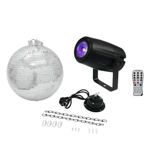 Eurolite - Mirror Ball 30cm with motor + LED PST-5 QCL Spot bk - Bolas de Espelho e Motores | Z-Bombilla