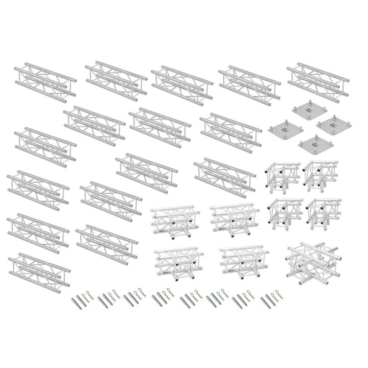 Alutruss - Truss set QUADLOCK 6082 square 7.71x7.71x3.5m (WxDxH) - 4 Points Aluminium Truss 29 x 29 cm | Z-Bombilla