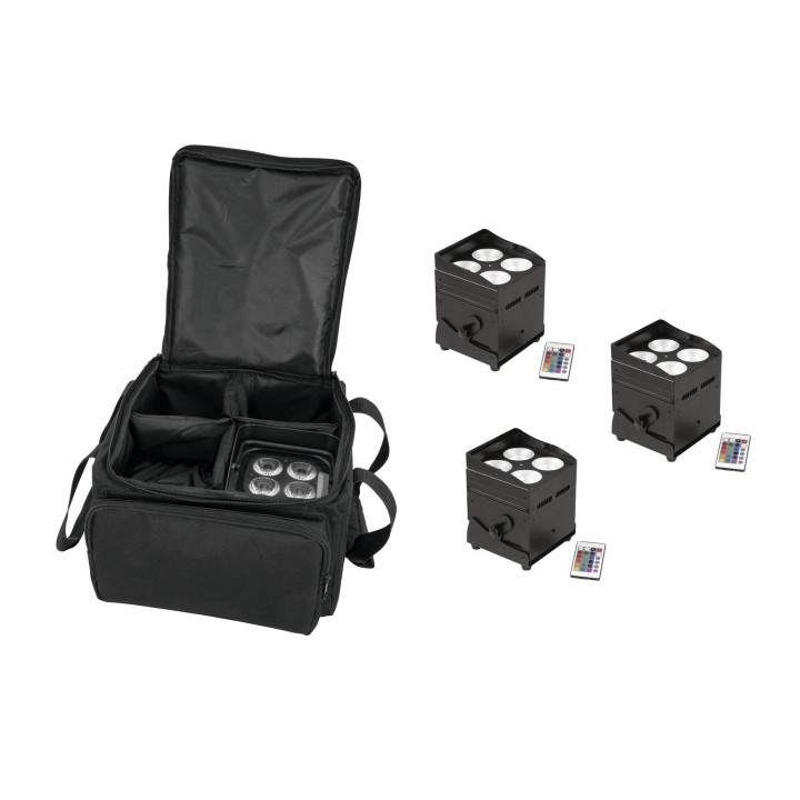 Eurolite - Set 4x AKKU UP-4 QCL Spot QuickDMX + SB-4 Soft-Bag L - Effetto Set LED | Z-Bombilla