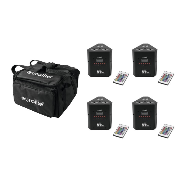 Eurolite - Set 4x AKKU TL-3 QuickDMX + Soft-Bag - Effetto Set LED | Z-Bombilla