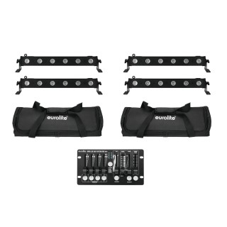 Eurolite - Set 4x LED BAR-6 QCL RGBW + 2x Soft Bag + Controller - Barra LED | Z-Bombilla