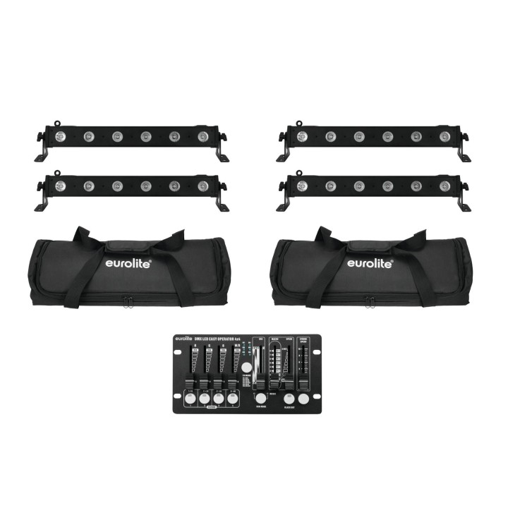 Eurolite - Set 4x LED BAR-6 QCL RGBW + 2x Soft Bag + Controller - Barra LED | Z-Bombilla