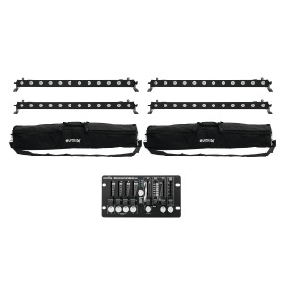 Eurolite - Set 4x LED BAR-12 QCL RGBW + 2x Soft Bags + Controller - Barra LED | Z-Bombilla