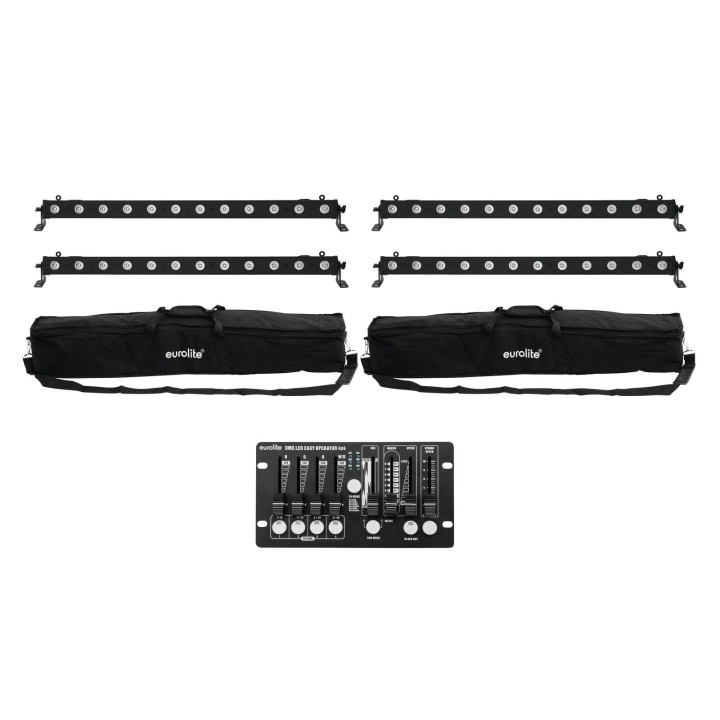 Eurolite - Set 4x LED BAR-12 QCL RGBW + 2x Soft Bags + Controller - Barra LED | Z-Bombilla