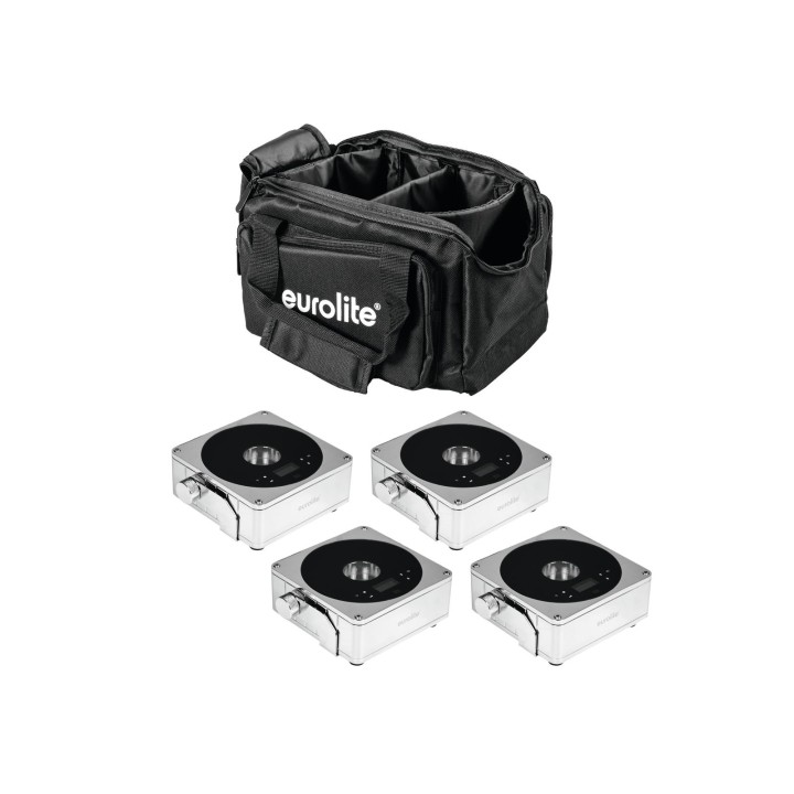 Eurolite - Set 4x AKKU IP Flat Light 1 chrome + Soft-Bag - Projector LED | Z-Bombilla