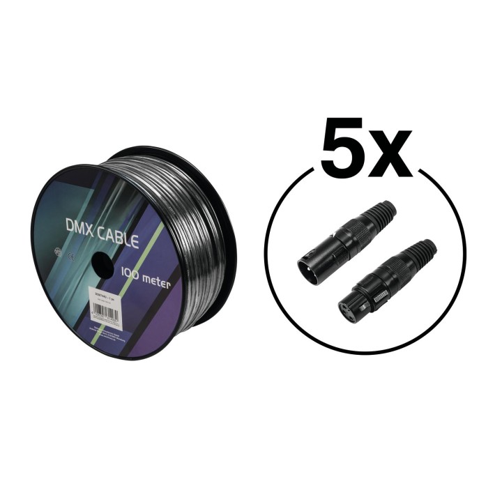 Eurolite - Set DMX cable 2x0.22 100m sw + 10 connectors - Cabo Som - Micro Cabo ou DMX | Z-Bombilla
