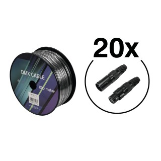 Eurolite - Set DMX cable 2x0.22 100m sw + 40 connectors - Cabo Som - Micro Cabo ou DMX | Z-Bombilla