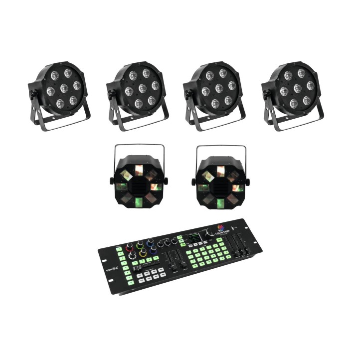Eurolite - Set 4x LED SLS-7 HCL Floor + 2x LED FE-700 + DMX LED Color Chief Controller - Other LED's Spotlight | Z-Bombilla