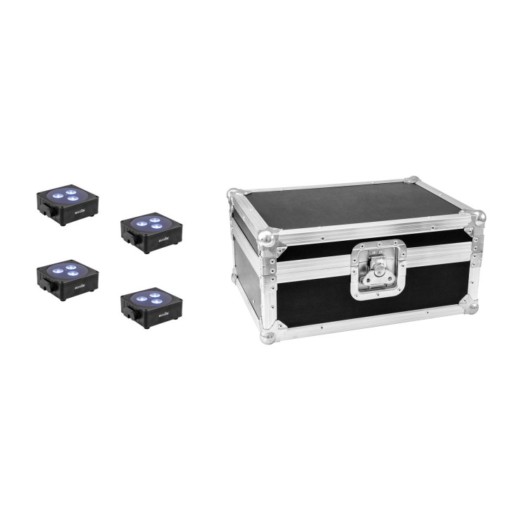 Eurolite - Set 4x AKKU Flat Light 3 bk + Case - Projecteur à LED | Z-Bombilla
