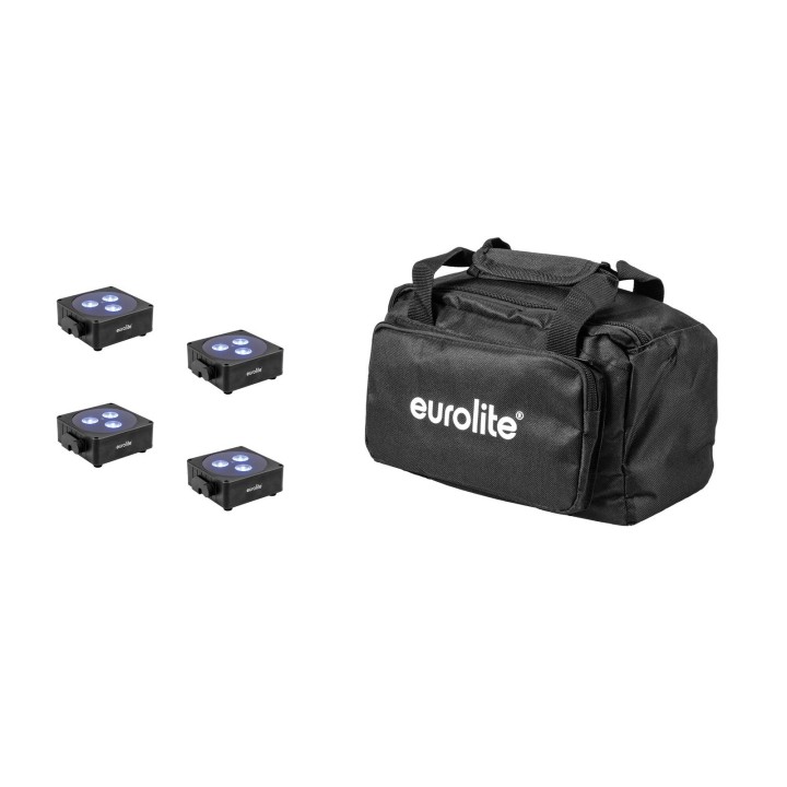 Eurolite - Set 4x AKKU Flat Light 3 bk + Soft-Bag - Projector LED | Z-Bombilla