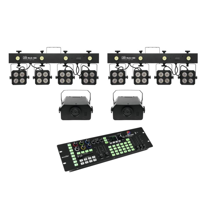Eurolite - Set 2x LED KLS-180 + 2x LED WF-40 + DMX LED Color Chief Controller - LED Efeito Set | Z-Bombilla