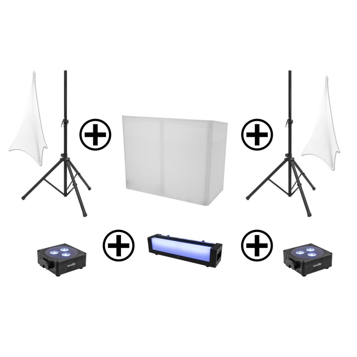 Eurolite - Set AKKU 2x Flat light 3 bk + Bar-6 + Stands - LED Luce Decorativa | Z-Bombilla