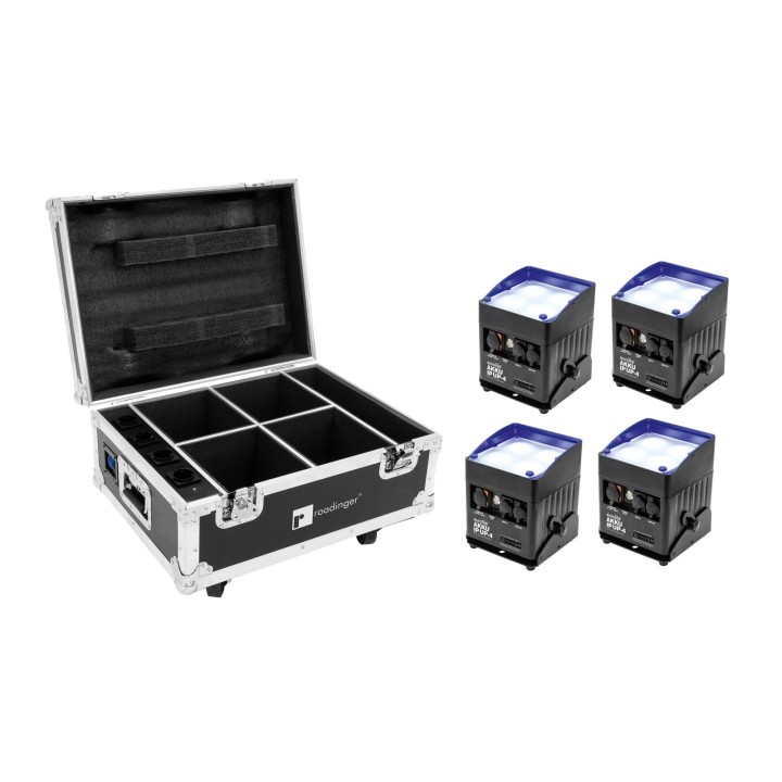 Eurolite - Set 4x AKKU IP UP-4 QCL Spot QuickDMX + Case with charging function - Barra LED | Z-Bombilla
