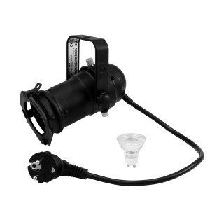 Eurolite - Set PAR-16 Spot GU-10 black + GU-10 230V LED SMD 7W 3000K - Foco PAR-16 | Z-Bombilla