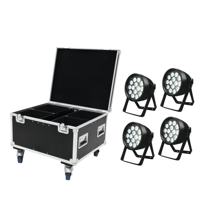 Eurolite - Set 4x LED IP PAR 14x8W QCL + Case - Focos LED IP | Z-Bombilla