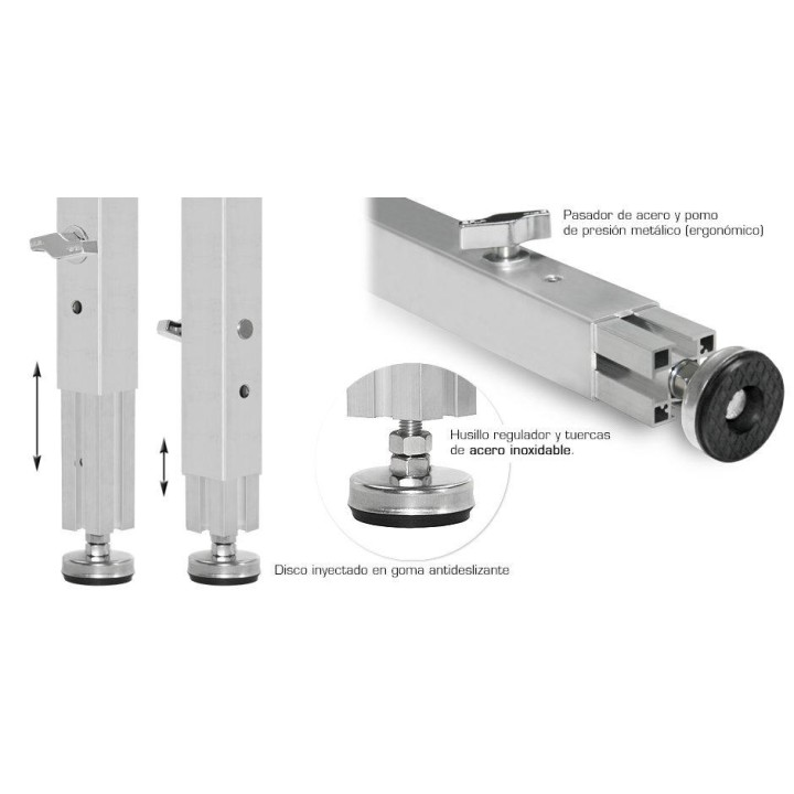 Guil - PTA5-P/30-40 - TELESCOPIC LEG WITH STEPS AND LEVELER 50 x 50 cm | Z-Bombilla