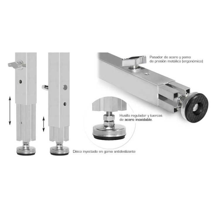 Guil - PTA5-P/100-180 - PERNA TELESCÓPICA COM PASSOS E NIVELADOR 50 x 50 cm | Z-Bombilla