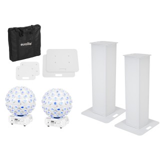 Eurolite - Set 2x Stage Stand 100cm + 2x LED B-40 HCL Beam Effect white - Ball LED | Z-Bombilla