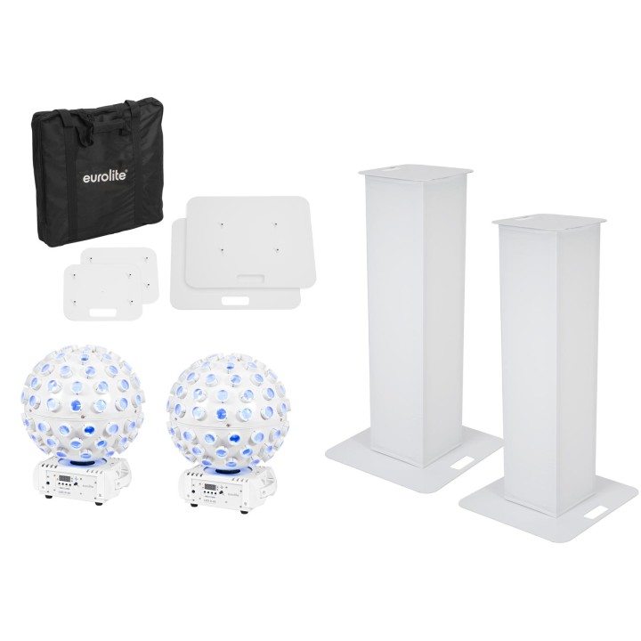 Eurolite - Set 2x Stage Stand 100cm + 2x LED B-40 HCL Beam Effect white - Ball LED | Z-Bombilla
