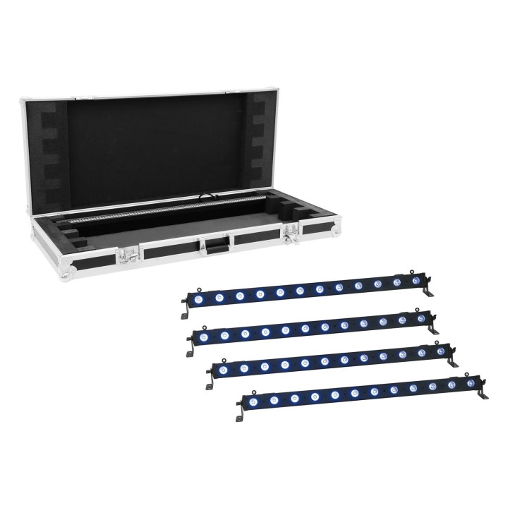 Eurolite - Set 4x LED BAR-12 QCL RGB+UV Bar + Case - Barra LED | Z-Bombilla