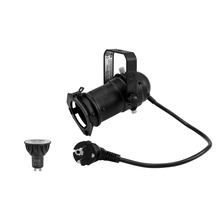 Eurolite - Set PAR-16 Spot bk + GU-10 230V COB 5W LED 1800-3000K dim2warm - Foco PAR-16 | Z-Bombilla