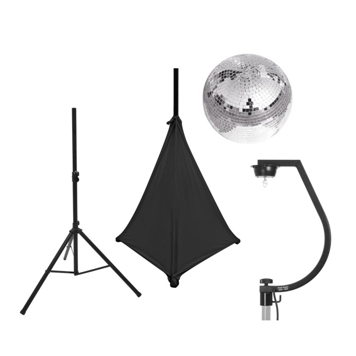 Eurolite - Set Mirror ball 30cm with stand and tripod cover black - Palle Specchio e Motori | Z-Bombilla