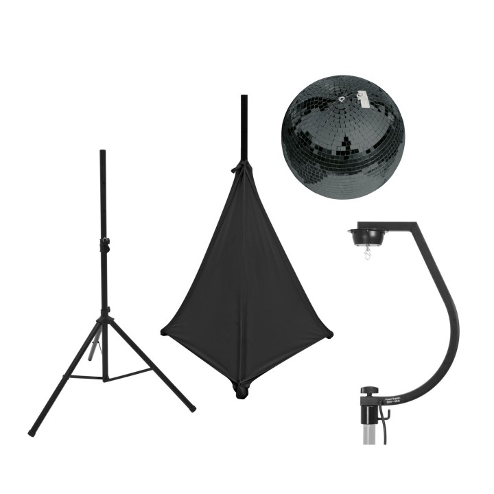 Eurolite - Set Mirror ball 30cm black with stand and tripod cover black - Palle Specchio e Motori | Z-Bombilla