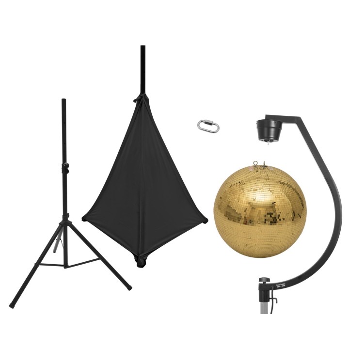 Eurolite - Set Mirror ball 50cm gold with stand and tripod cover black - Palle Specchio e Motori | Z-Bombilla