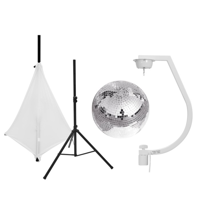 Eurolite - Set Mirror ball 30cm with stand and tripod cover white - Palle Specchio e Motori | Z-Bombilla