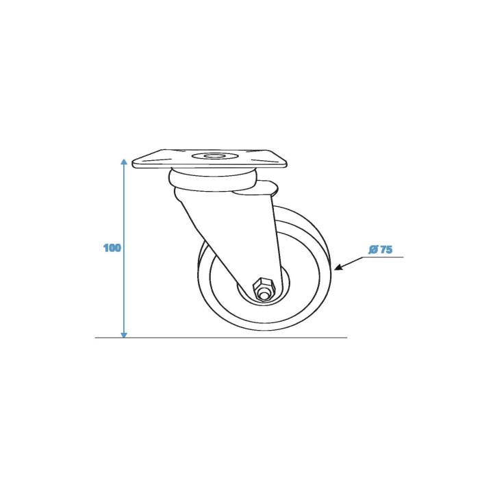 Roadinger - Swivel Castor 75mm grey - Rodas - Acessórios para Racks | Z-Bombilla