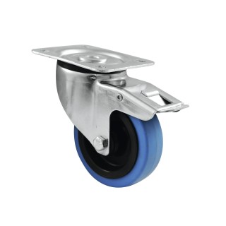 Roadinger - Swivel Castor 100mm BLUE WHEEL with brake - Rodas - Acessórios para Racks | Z-Bombilla