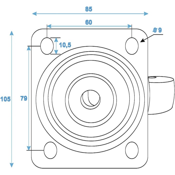 Roadinger - Swivel Castor 100mm blue shielded bearing - Rodes - Accessoris per Racks | Z-Bombilla