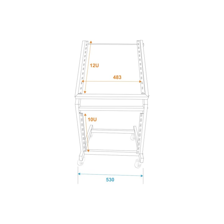 Omnitronic - Rack Stand 12U/10U adjustable on Wheels - Suporte para Laptop | Z-Bombilla