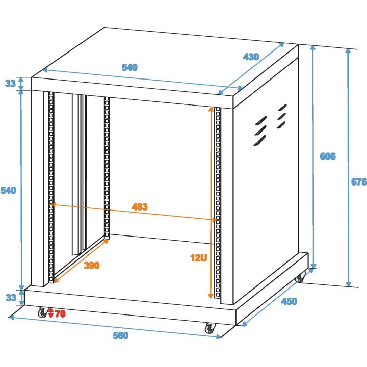 Roadinger - Steel Rack SR-19, 12U - Instalação Rack Fixa | Z-Bombilla