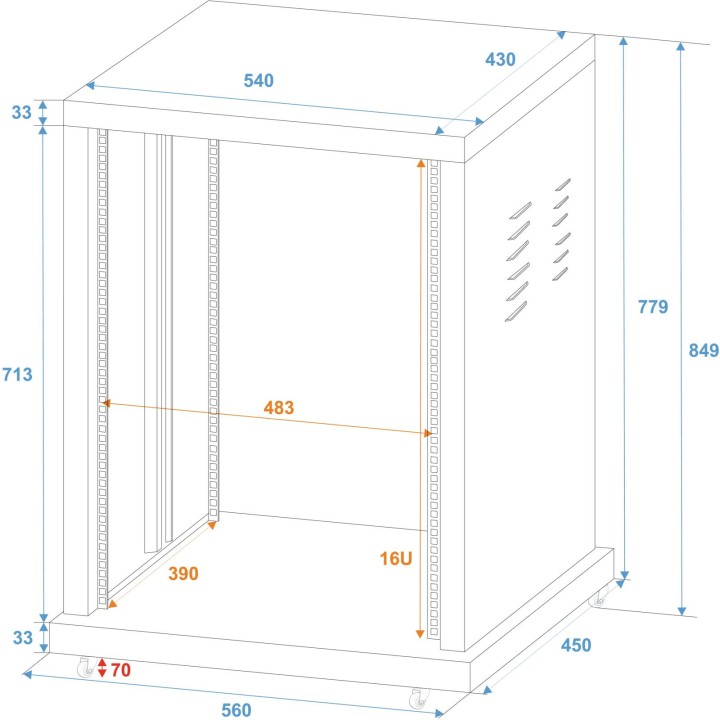 Roadinger - Steel Rack SR-19, 16U - Instalação Rack Fixa | Z-Bombilla