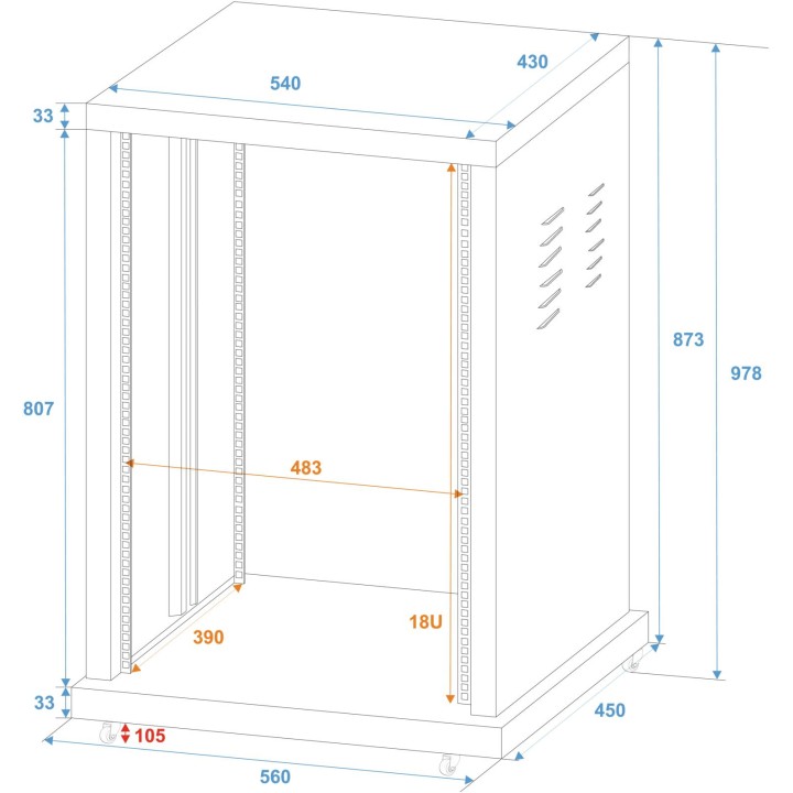 Roadinger - Steel Rack SR-19, 18U - Instalação Rack Fixa | Z-Bombilla